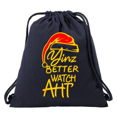 Pittsburgh Christmas 412 Yinzer Santa Yinz Better Watch Aht Funny Gift Drawstring Bag