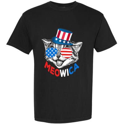 Patriotic Cat 4th of July American Flag Girl Meowica Garment-Dyed Heavyweight T-Shirt