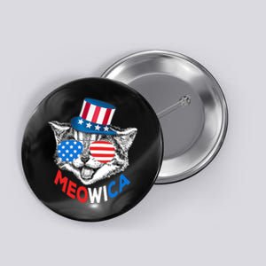 Patriotic Cat 4th of July American Flag Girl Meowica Button