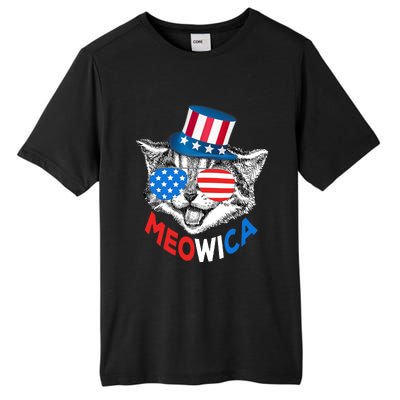 Patriotic Cat 4th of July American Flag Girl Meowica Tall Fusion ChromaSoft Performance T-Shirt