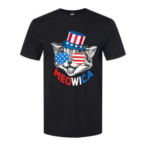 Patriotic Cat 4th of July American Flag Girl Meowica Softstyle CVC T-Shirt