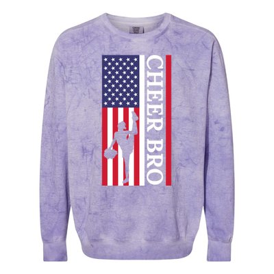 Patriotic Cheerleader 4th Of July American Flag Cheer Bro Gift Colorblast Crewneck Sweatshirt