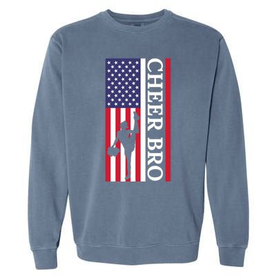 Patriotic Cheerleader 4th Of July American Flag Cheer Bro Gift Garment-Dyed Sweatshirt