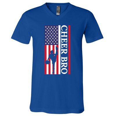 Patriotic Cheerleader 4th Of July American Flag Cheer Bro Gift V-Neck T-Shirt