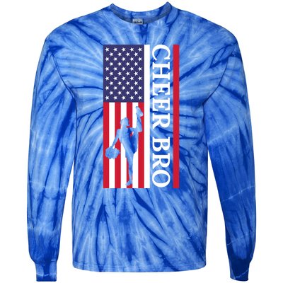 Patriotic Cheerleader 4th Of July American Flag Cheer Bro Gift Tie-Dye Long Sleeve Shirt