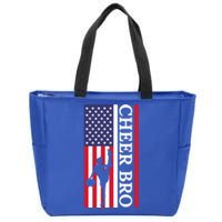 Patriotic Cheerleader 4th Of July American Flag Cheer Bro Gift Zip Tote Bag