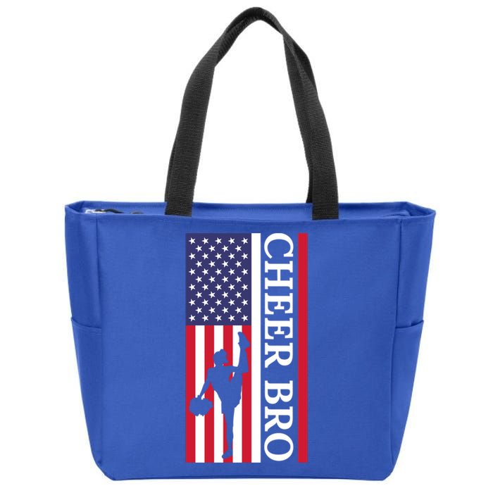 Patriotic Cheerleader 4th Of July American Flag Cheer Bro Gift Zip Tote Bag