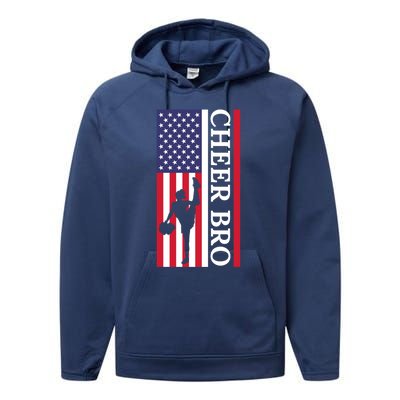 Patriotic Cheerleader 4th Of July American Flag Cheer Bro Gift Performance Fleece Hoodie