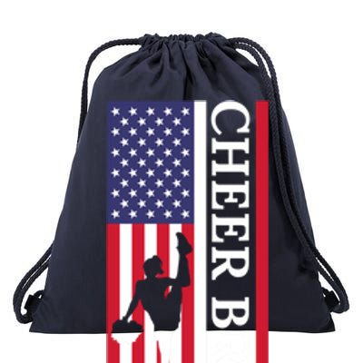 Patriotic Cheerleader 4th Of July American Flag Cheer Bro Gift Drawstring Bag