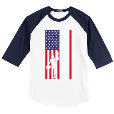 Patriotic Cheerleader 4th Of July American Flag Cheer Bro Gift Baseball Sleeve Shirt