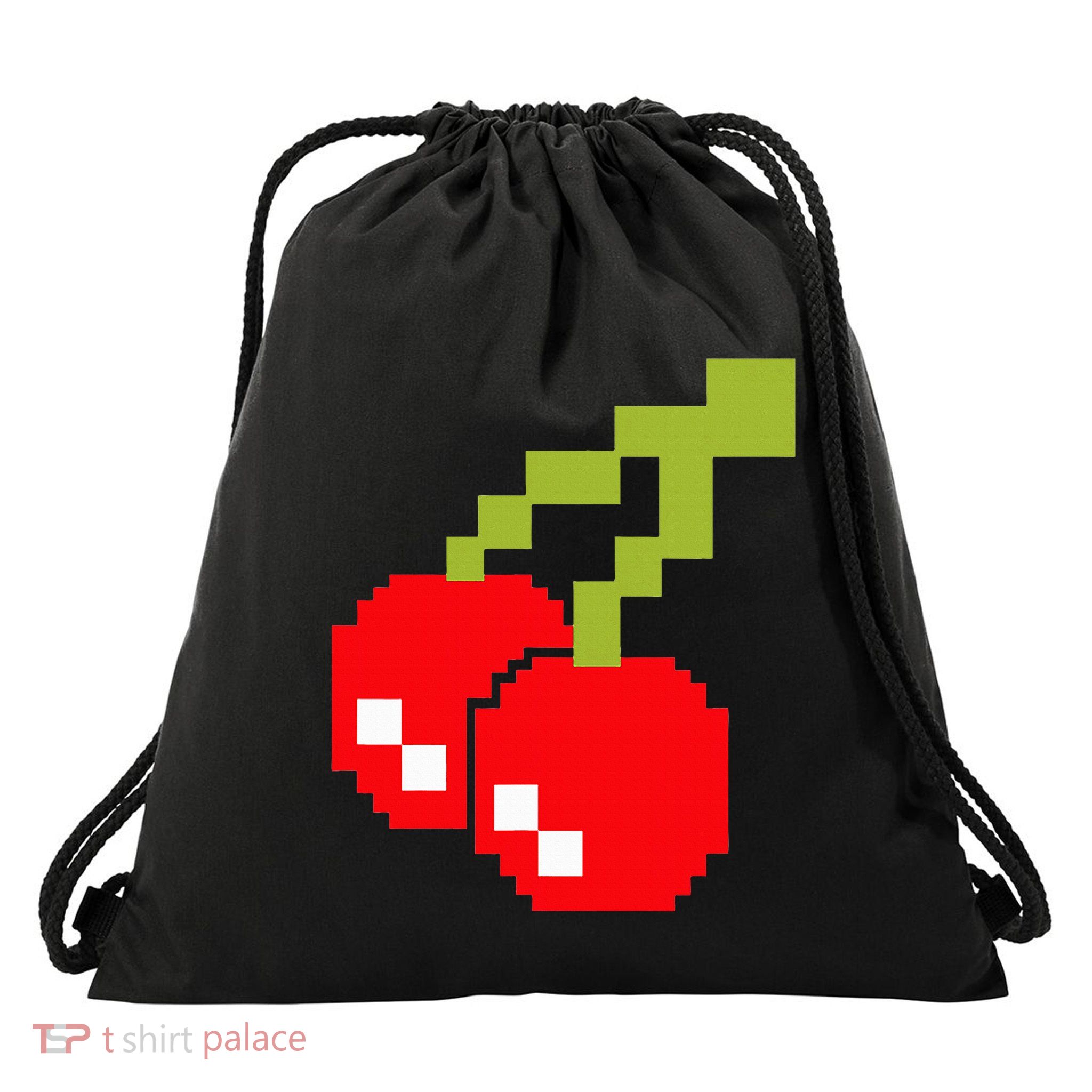 Pixel Cherries 80s Video Game Halloween Costume Drawstring Bag