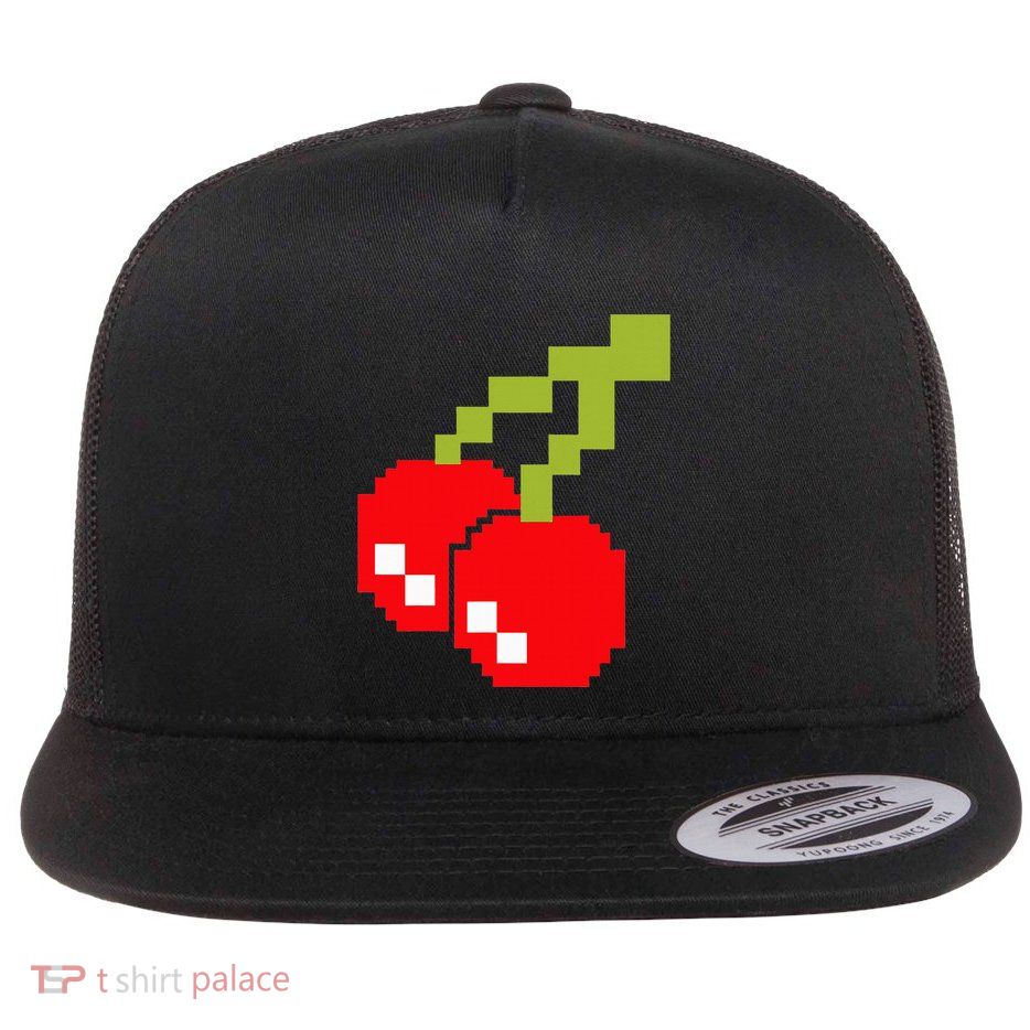 Pixel Cherries 80s Video Game Halloween Costume Flatbill Hat