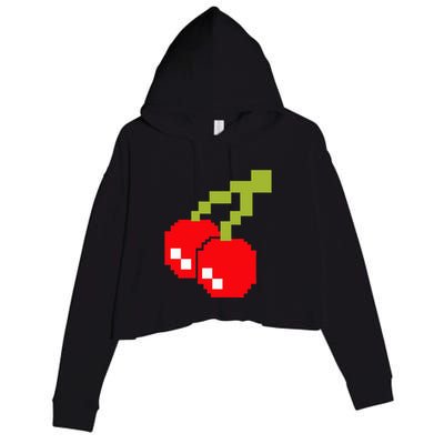 Pixel Cherries 80s Video Game Halloween Costume Crop Fleece Hoodie