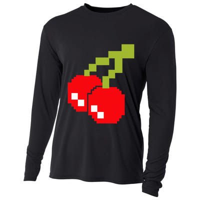 Pixel Cherries 80s Video Game Halloween Costume Cooling Performance Long Sleeve Crew