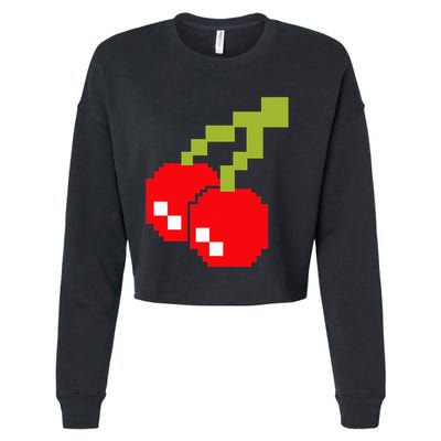 Pixel Cherries 80s Video Game Halloween Costume Cropped Pullover Crew