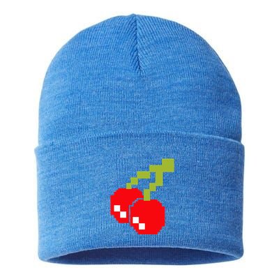Pixel Cherries 80s Video Game Halloween Costume Sustainable Knit Beanie