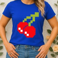 Pixel Cherries 80s Video Game Halloween Costume Womens T-Shirt
