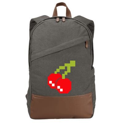 Pixel Cherries 80s Video Game Halloween Costume Cotton Canvas Backpack