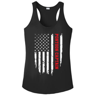 Pontoon Captain American Flag Pontooning Pontoon Boating Ladies PosiCharge Competitor Racerback Tank