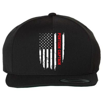 Pontoon Captain American Flag Pontooning Pontoon Boating Wool Snapback Cap