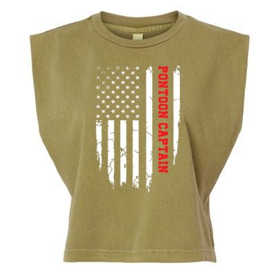 Pontoon Captain American Flag Pontooning Pontoon Boating Garment-Dyed Women's Muscle Tee