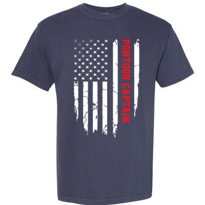 Pontoon Captain American Flag Pontooning Pontoon Boating Garment-Dyed Heavyweight T-Shirt