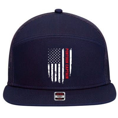 Pontoon Captain American Flag Pontooning Pontoon Boating 7 Panel Mesh Trucker Snapback Hat