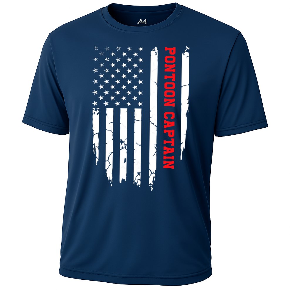 Pontoon Captain American Flag Pontooning Pontoon Boating Performance Shirt