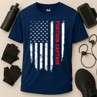 Pontoon Captain American Flag Pontooning Pontoon Boating Performance Shirt
