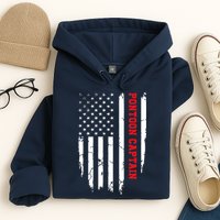 Pontoon Captain American Flag Pontooning Pontoon Boating Hoodie