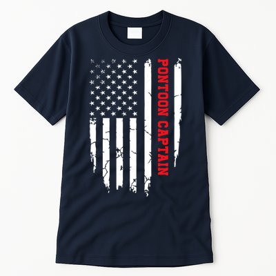 Pontoon Captain American Flag Pontooning Pontoon Boating Tall T-Shirt