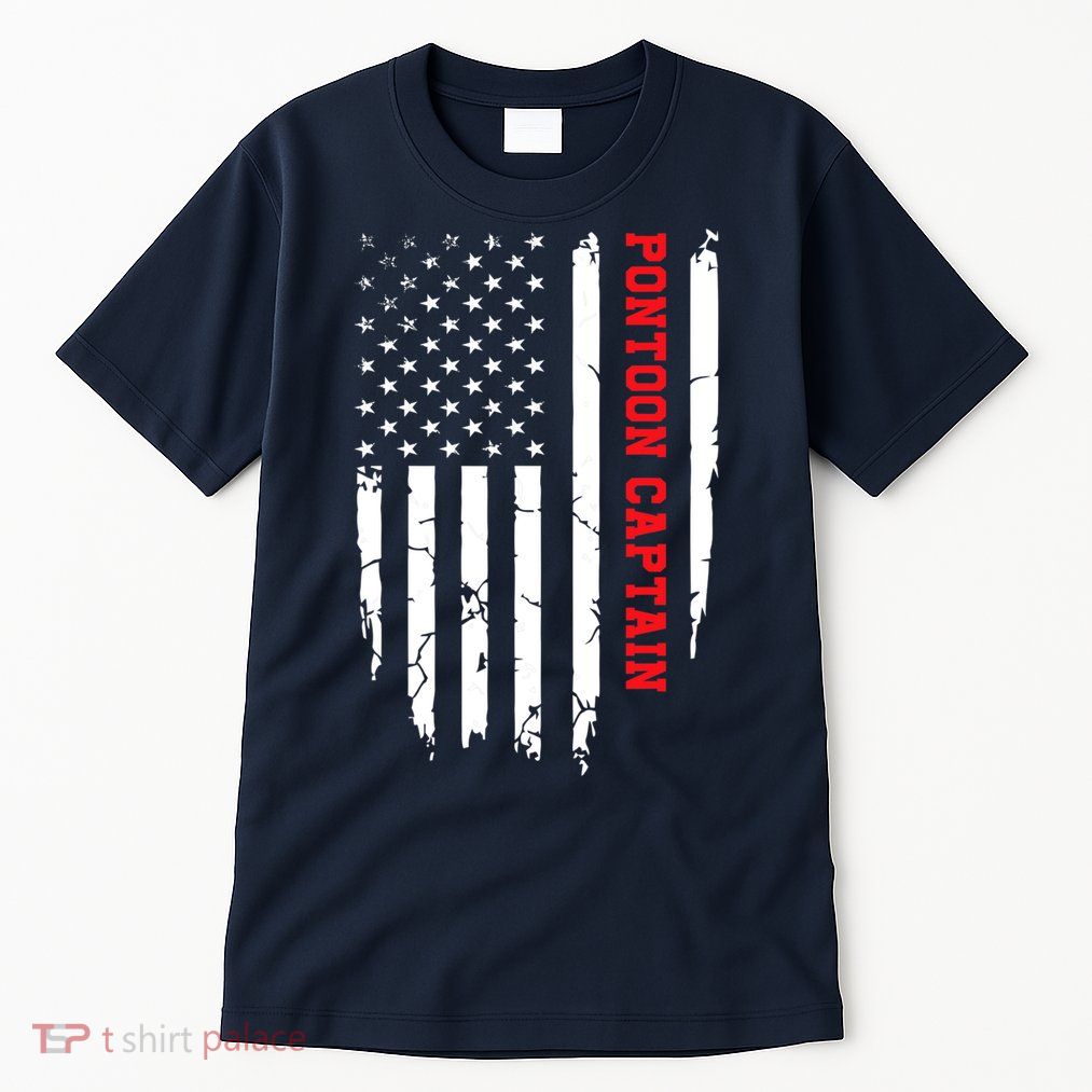 Pontoon Captain American Flag Pontooning Pontoon Boating Tall T-Shirt