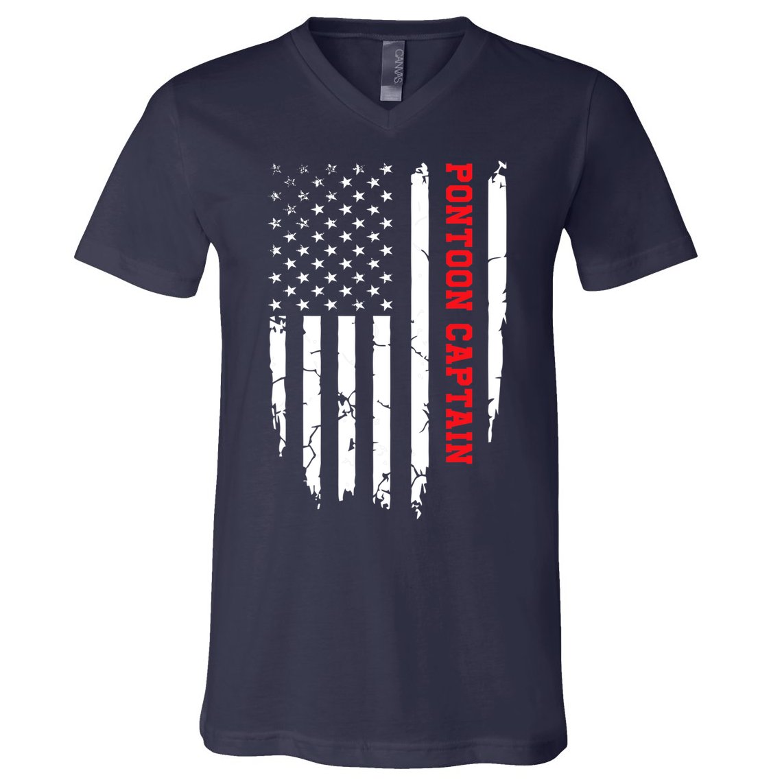Pontoon Captain American Flag Pontooning Pontoon Boating V-Neck T-Shirt