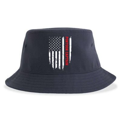 Pontoon Captain American Flag Pontooning Pontoon Boating Sustainable Bucket Hat