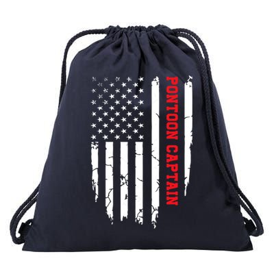 Pontoon Captain American Flag Pontooning Pontoon Boating Drawstring Bag