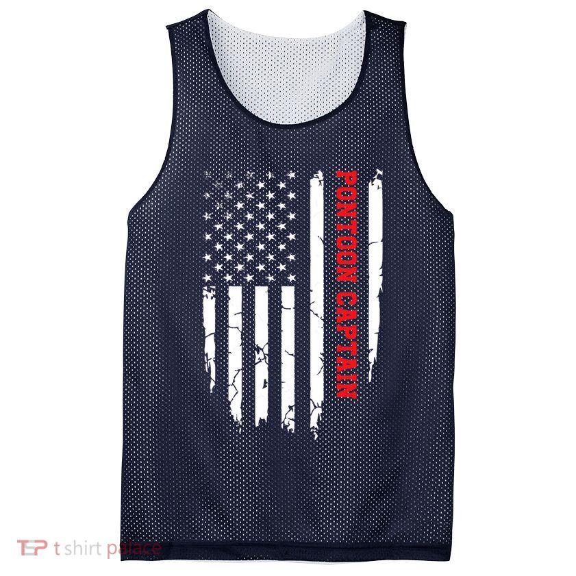 Pontoon Captain American Flag Pontooning Pontoon Boating Mesh Reversible Basketball Jersey Tank