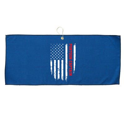 Pontoon Captain American Flag Pontooning Pontoon Boating Large Microfiber Waffle Golf Towel