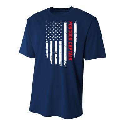 Pontoon Captain American Flag Pontooning Pontoon Boating Youth Performance Sprint T-Shirt