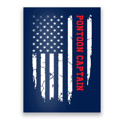 Pontoon Captain American Flag Pontooning Pontoon Boating Poster