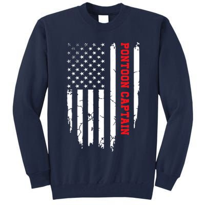 Pontoon Captain American Flag Pontooning Pontoon Boating Tall Sweatshirt