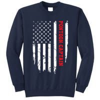 Pontoon Captain American Flag Pontooning Pontoon Boating Tall Sweatshirt