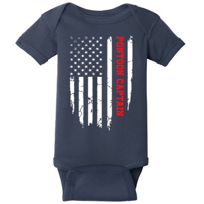 Pontoon Captain American Flag Pontooning Pontoon Boating Baby Bodysuit
