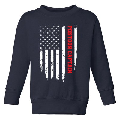 Pontoon Captain American Flag Pontooning Pontoon Boating Toddler Sweatshirt