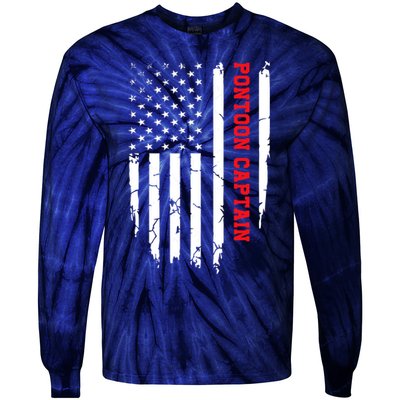 Pontoon Captain American Flag Pontooning Pontoon Boating Tie-Dye Long Sleeve Shirt