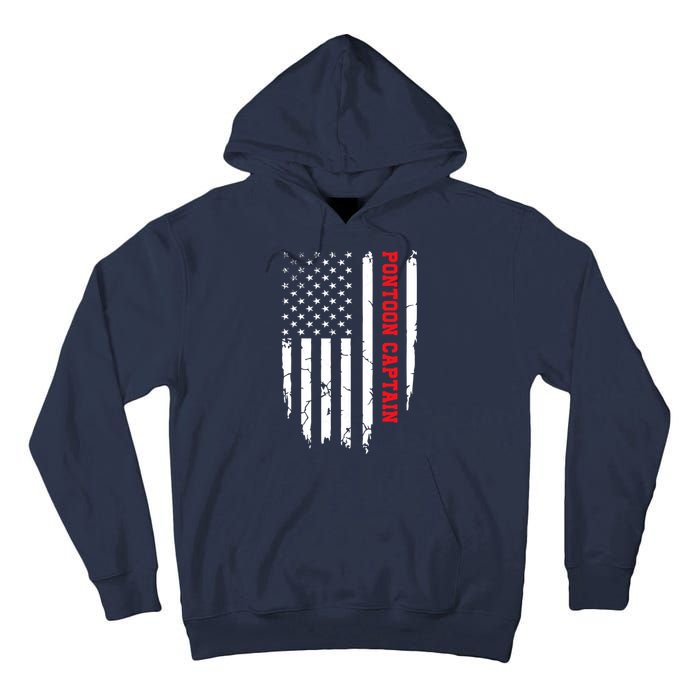 Pontoon Captain American Flag Pontooning Pontoon Boating Tall Hoodie