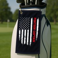 Pontoon Captain American Flag Pontooning Pontoon Boating Golf Towel