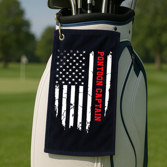 Pontoon Captain American Flag Pontooning Pontoon Boating Golf Towel