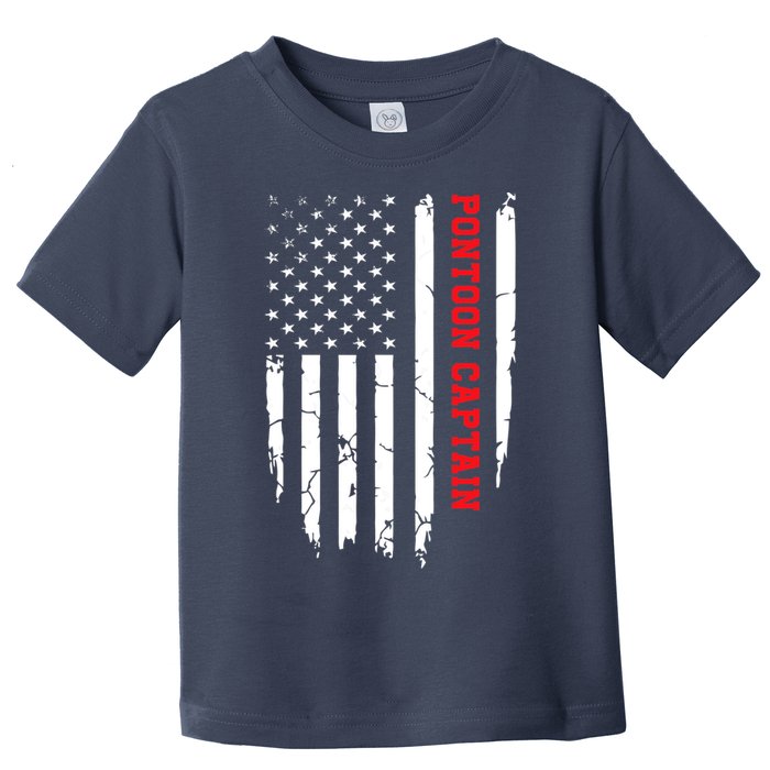 Pontoon Captain American Flag Pontooning Pontoon Boating Toddler T-Shirt