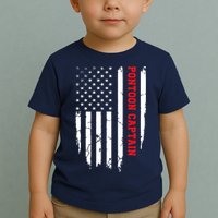 Pontoon Captain American Flag Pontooning Pontoon Boating Toddler T-Shirt