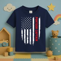 Pontoon Captain American Flag Pontooning Pontoon Boating Toddler T-Shirt